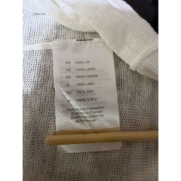 Estheme Paris Linen Top L Rainbow Stripes V Neck Retro Minimalist 100% Linen - Picture 4 of 6